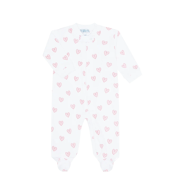 Nella Pima Nella Pima Pink Hearts Zipper Footie
