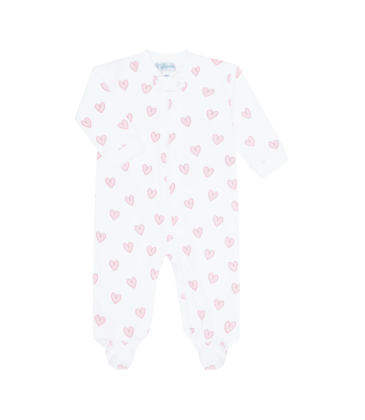 Nella Pima Nella Pima Pink Hearts Zipper Footie