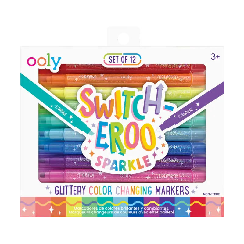 Ooly Ooly Switch-Eroo Sparkle Glittery Color Changing Markers - Set of 12