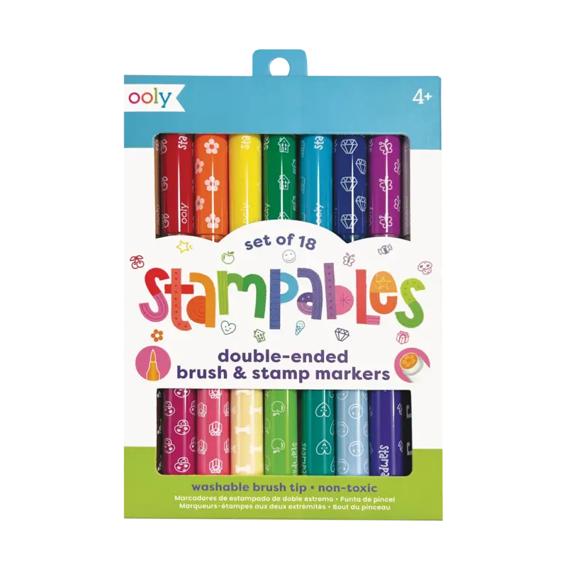 Ooly Ooly Stampables Double-Ended Brush & Stamp Markers - Set of 18