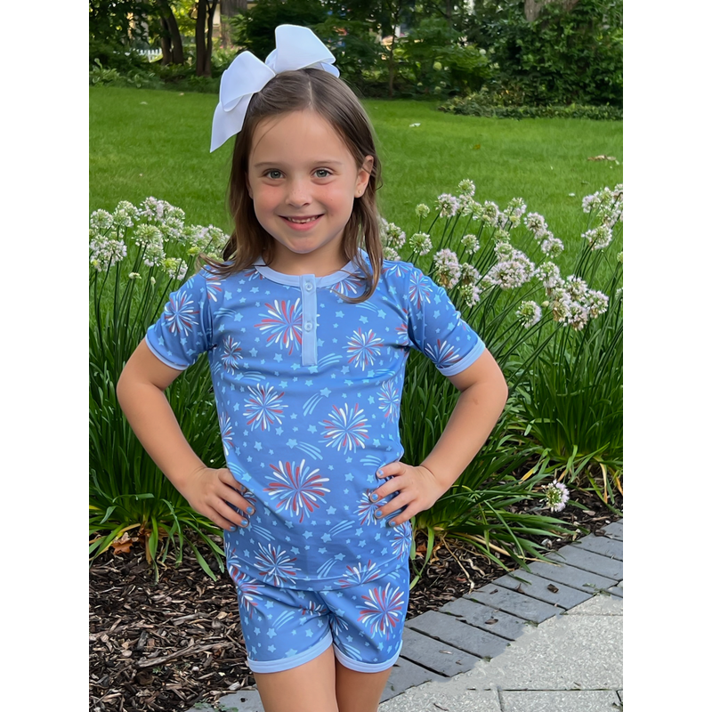James & Lottie James & Lottie Firework Two Piece Short Jammie Set