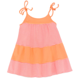 Squiggles Squiggles Coral Stripe Tiered Dress