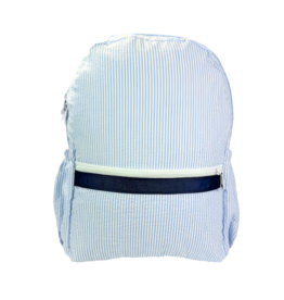 Mint Mint Seersucker Medium Backpack w/ Pockets - Skipper