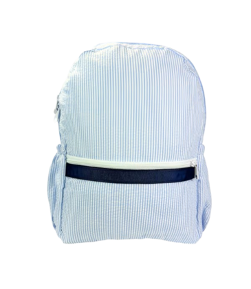 Mint Mint Seersucker Medium Backpack w/ Pockets - Skipper