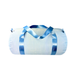 Mint Mint Wipe Clean Medium Duffel - Baby Blue Preppy Stripe