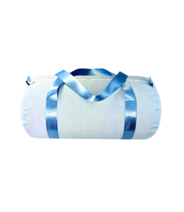 Mint Mint Wipe Clean Medium Duffel - Baby Blue Preppy Stripe