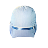 Mint Mint Wipe Clean Medium Backpack w/ Pockets - Baby Blue Preppy Stripe