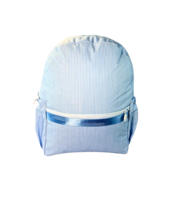 Mint Mint Wipe Clean Medium Backpack w/ Pockets - Baby Blue Preppy Stripe