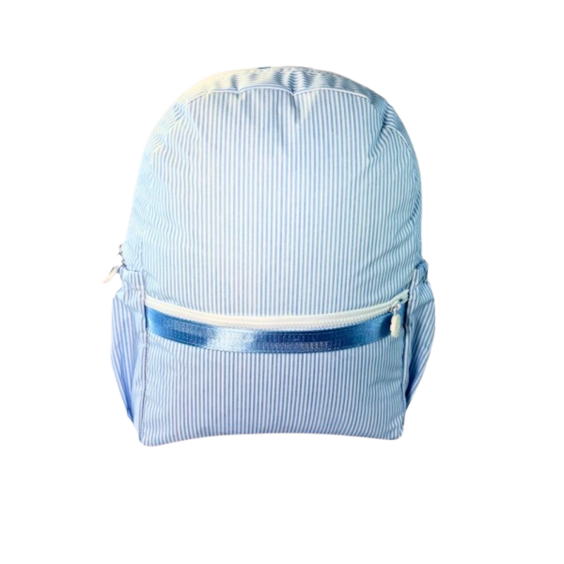 Mint Mint Wipe Clean Medium Backpack w/ Pockets - Baby Blue Preppy Stripe