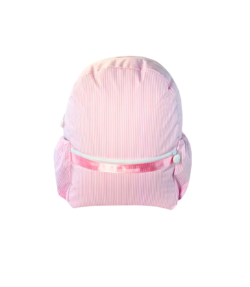 Mint Mint Wipe Clean Medium Backpack w/ Pockets - Pink Preppy Stripe