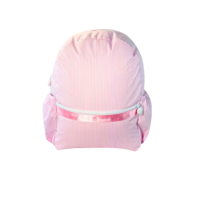 Mint Mint Wipe Clean Medium Backpack w/ Pockets - Pink Preppy Stripe