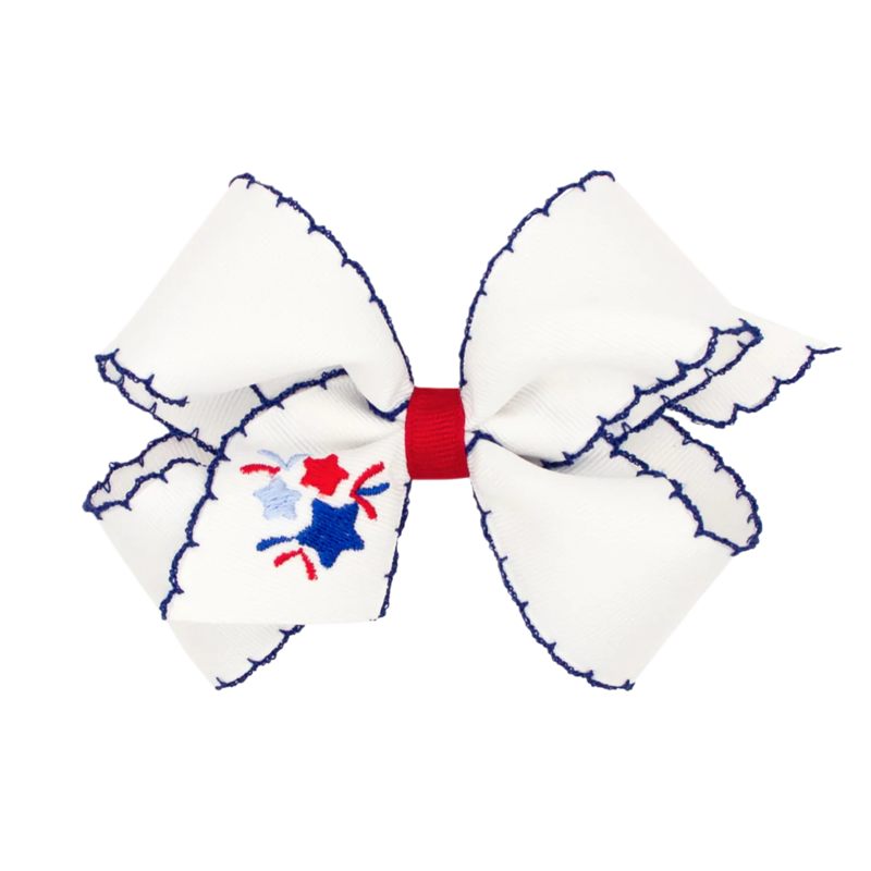 Wee Ones Wee Ones Medium Patriotic Firework Emb Bow