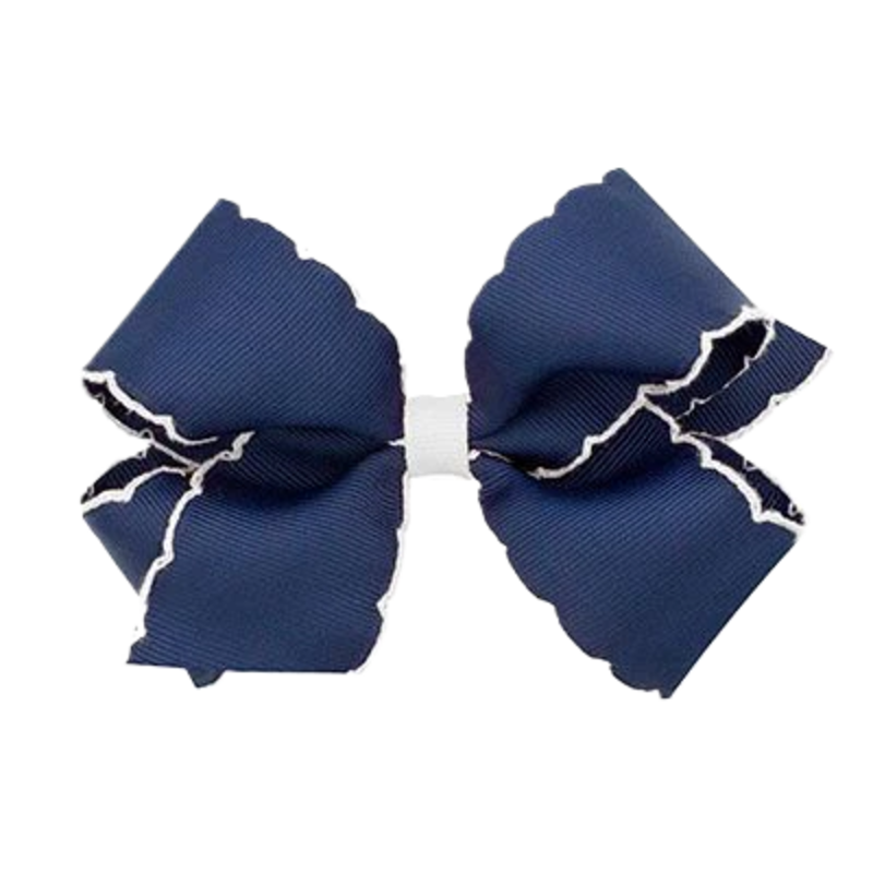 Wee Ones Wee Ones Medium Navy/White Moonstitch Bow