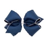 Wee Ones Wee Ones King Navy/White Moonstitch Bow