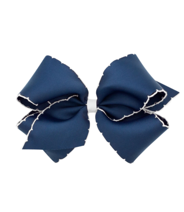 Wee Ones Wee Ones King Navy/White Moonstitch Bow