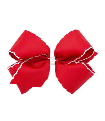 Wee Ones Wee Ones King Red/White Moonstitch Bow