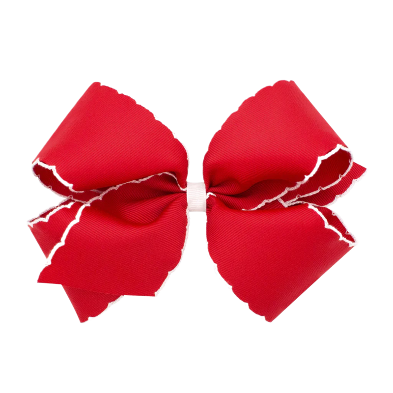 Wee Ones Wee Ones King Red/White Moonstitch Bow
