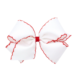 Wee Ones Wee Ones King White/Red Moonstitch Bow
