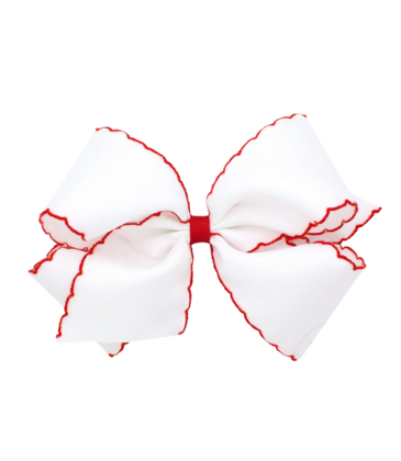 Wee Ones Wee Ones King White/Red Moonstitch Bow