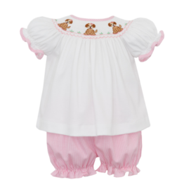 Petit Bebe Petit Bebe Puppies Pink Bloomer Set