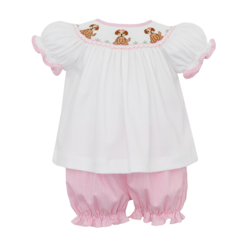 Petit Bebe Petit Bebe Puppies Pink Bloomer Set