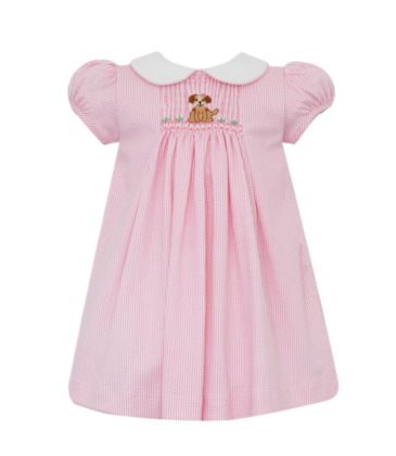 Petit Bebe Petit Bebe Puppies Pink Collared Dress