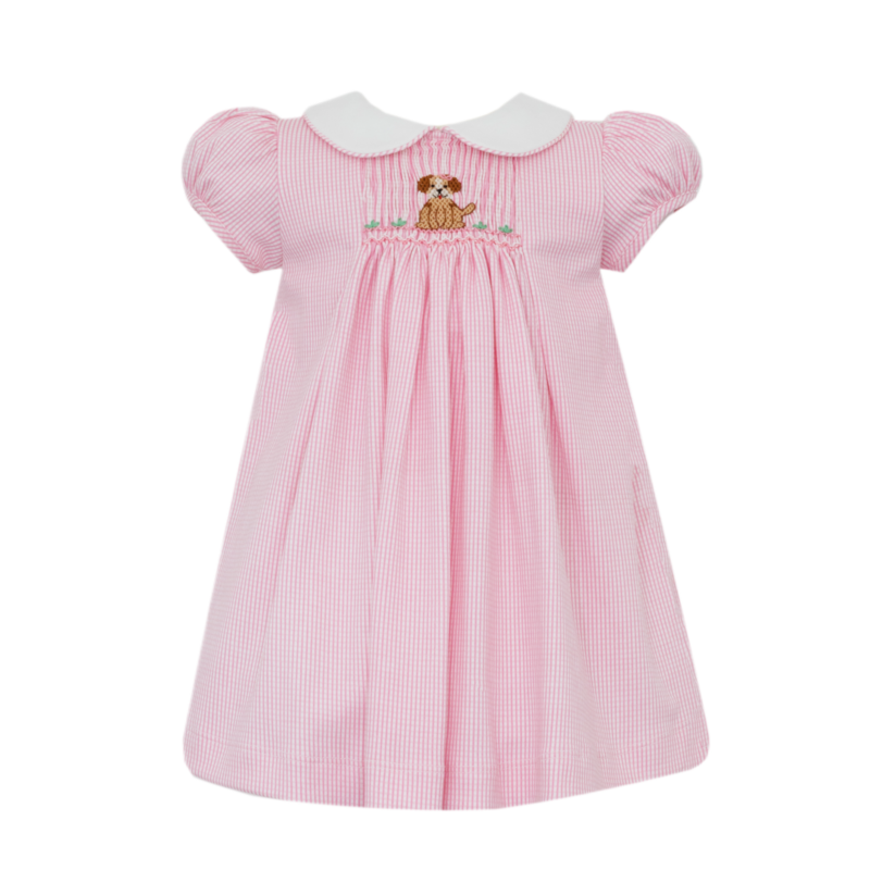 Petit Bebe Petit Bebe Puppies Pink Collared Dress