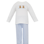 Petit Bebe Petit Bebe Puppies Blue Pant Set