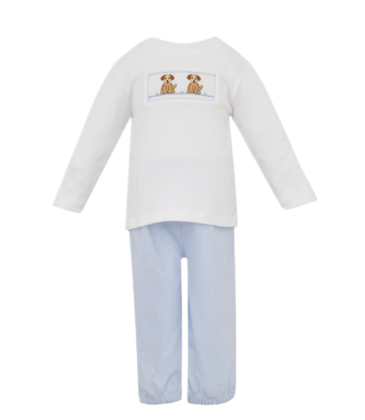 Petit Bebe Petit Bebe Puppies Blue Pant Set