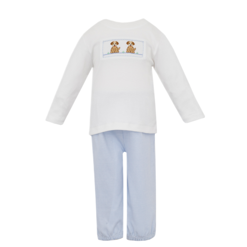 Petit Bebe Petit Bebe Puppies Blue Pant Set