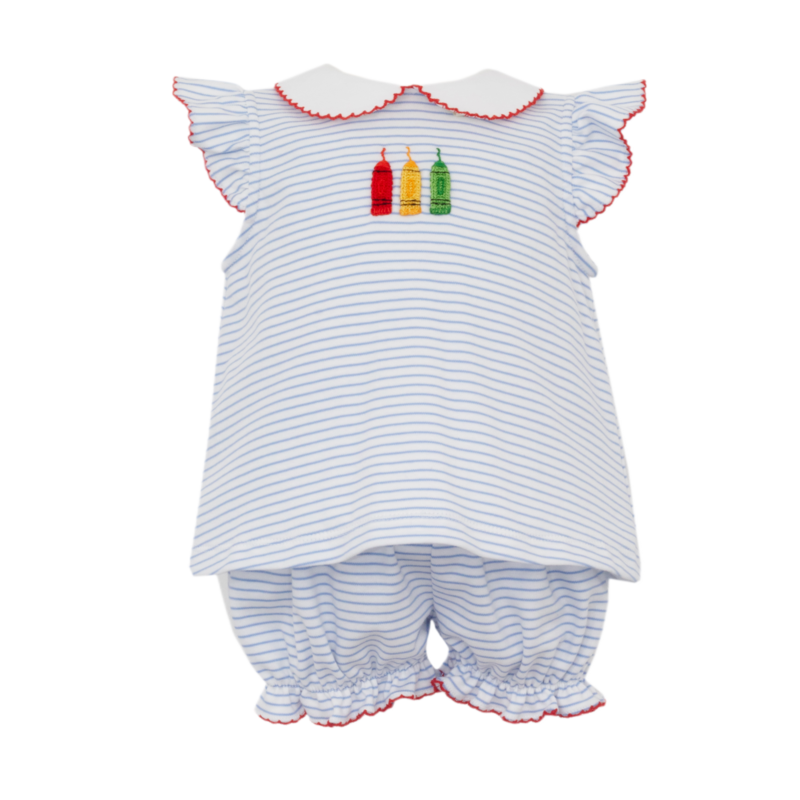 Petit Bebe Petit Bebe Crayons Stripe Bloomer Set