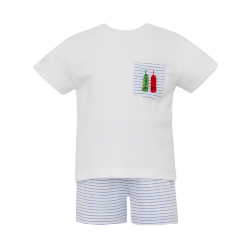Petit Bebe Petit Bebe Crayons Stripe Short Set