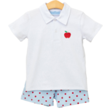 Trotter Street Kids Trotter Street Kids Apple Print Polo Short Set