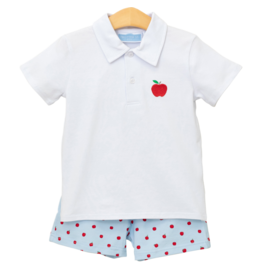Trotter Street Kids Trotter Street Kids Apple Print Polo Short Set