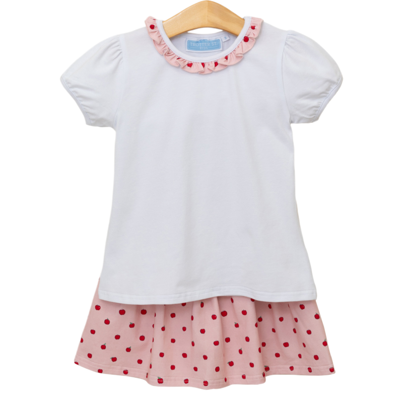 Trotter Street Kids Trotter Street Kids Apple Print Skort Set