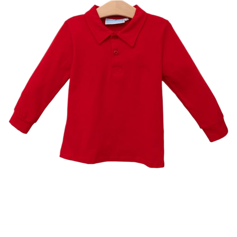 Trotter Street Kids Trotter Street Kids Long Sleeve Polo - Red