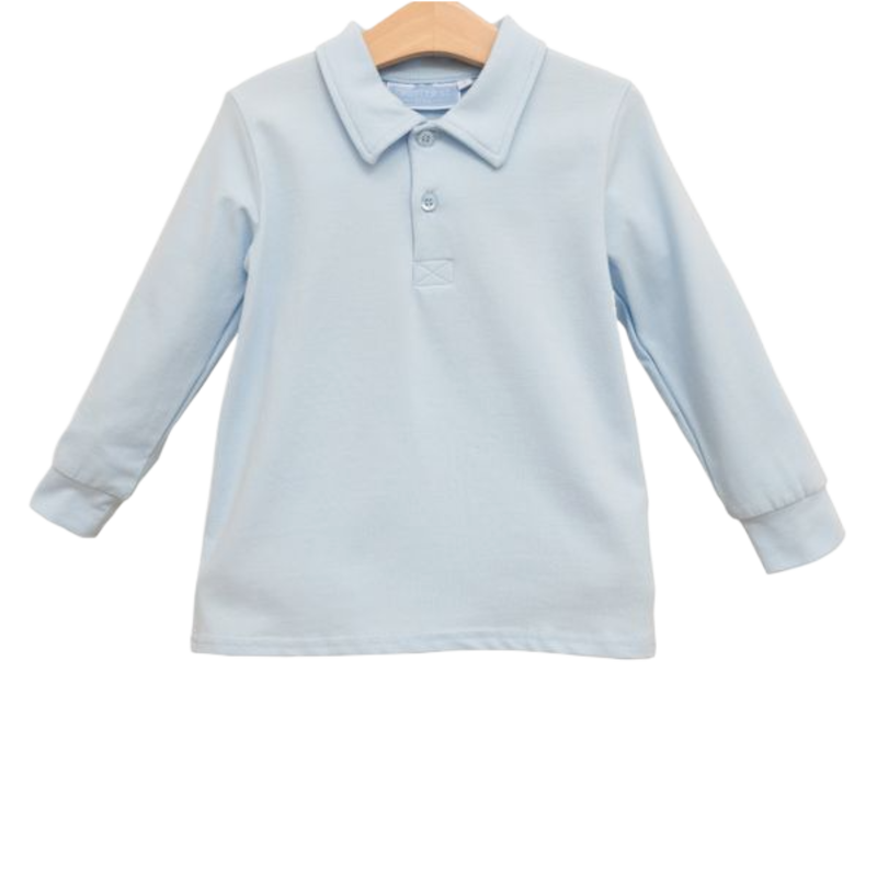 Trotter Street Kids Trotter Street Kids Long Sleeve Polo - Light Blue