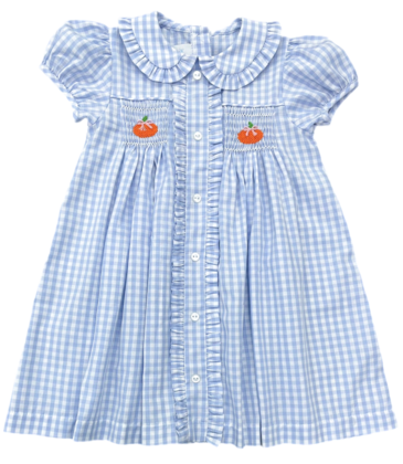 James & Lottie James & Lottie Pumpkins Margaret Smocked Dress