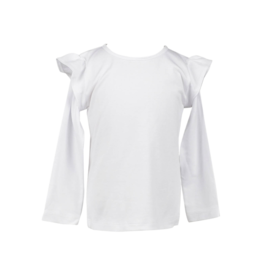The Proper Peony The Proper Peony LS White Flutter Sleeve Shirt