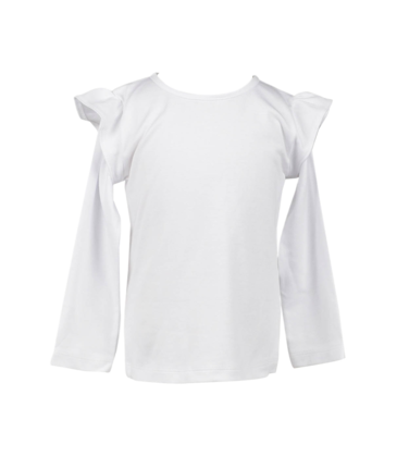 The Proper Peony The Proper Peony LS White Flutter Sleeve Shirt