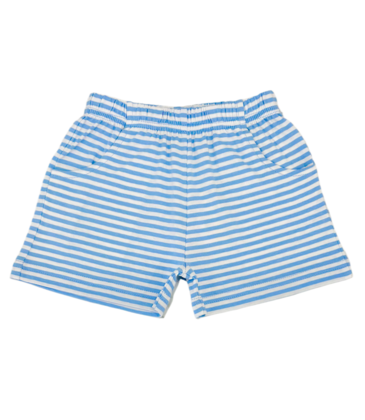 Luigi Luigi Sky Blue/White Stripe Jersey Shorts w/ Pockets