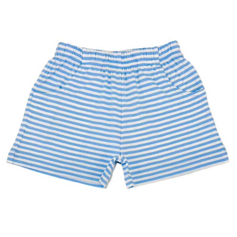 Luigi Luigi Sky Blue/White Stripe Jersey Shorts w/ Pockets