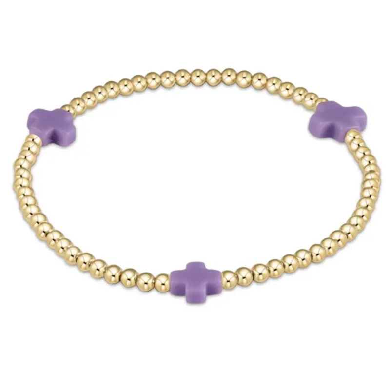 enewton enewton egirl Signature Cross Gold Pattern 3mm Bead Bracelet - Purple