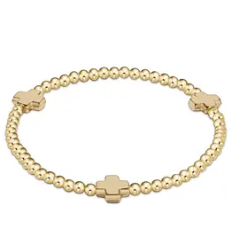 enewton enewton egirl Signature Cross Gold Pattern 3mm Bead Bracelet - Gold