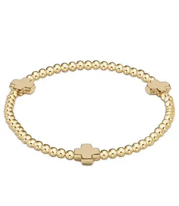 enewton enewton egirl Signature Cross Gold Pattern 3mm Bead Bracelet - Gold