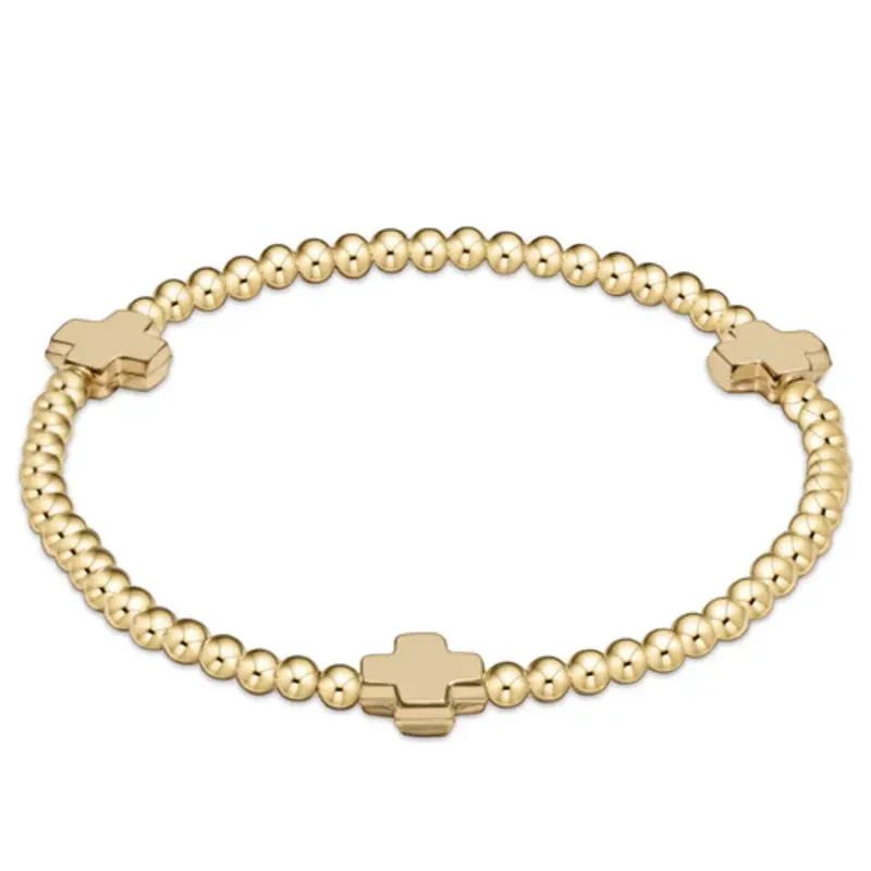 enewton enewton egirl Signature Cross Gold Pattern 3mm Bead Bracelet - Gold