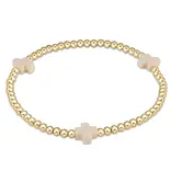 enewton enewton egirl Signature Cross Gold Pattern 3mm Bead Bracelet - Off-White