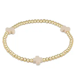 enewton enewton egirl Signature Cross Gold Pattern 3mm Bead Bracelet - Off-White