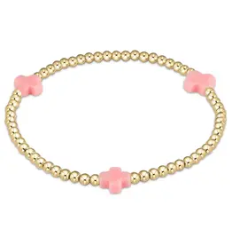 enewton enewton egirl Signature Cross Gold Pattern 3mm Bead Bracelet - Pink