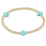 enewton enewton egirl Signature Cross Gold Pattern 3mm Bead Bracelet - Turquoise